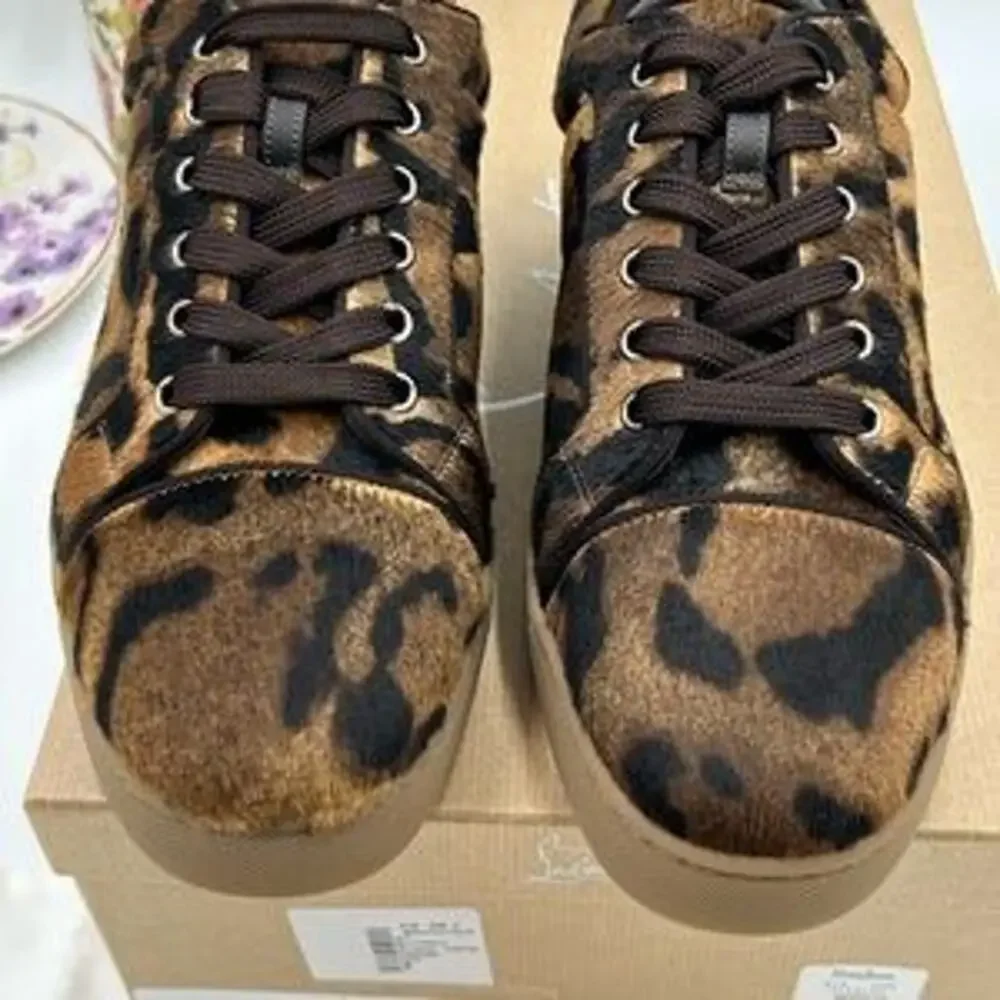 SOLD Christian Louboutin leopard affect low top sneakers size 42 made in Italy - Picture 3 of 13